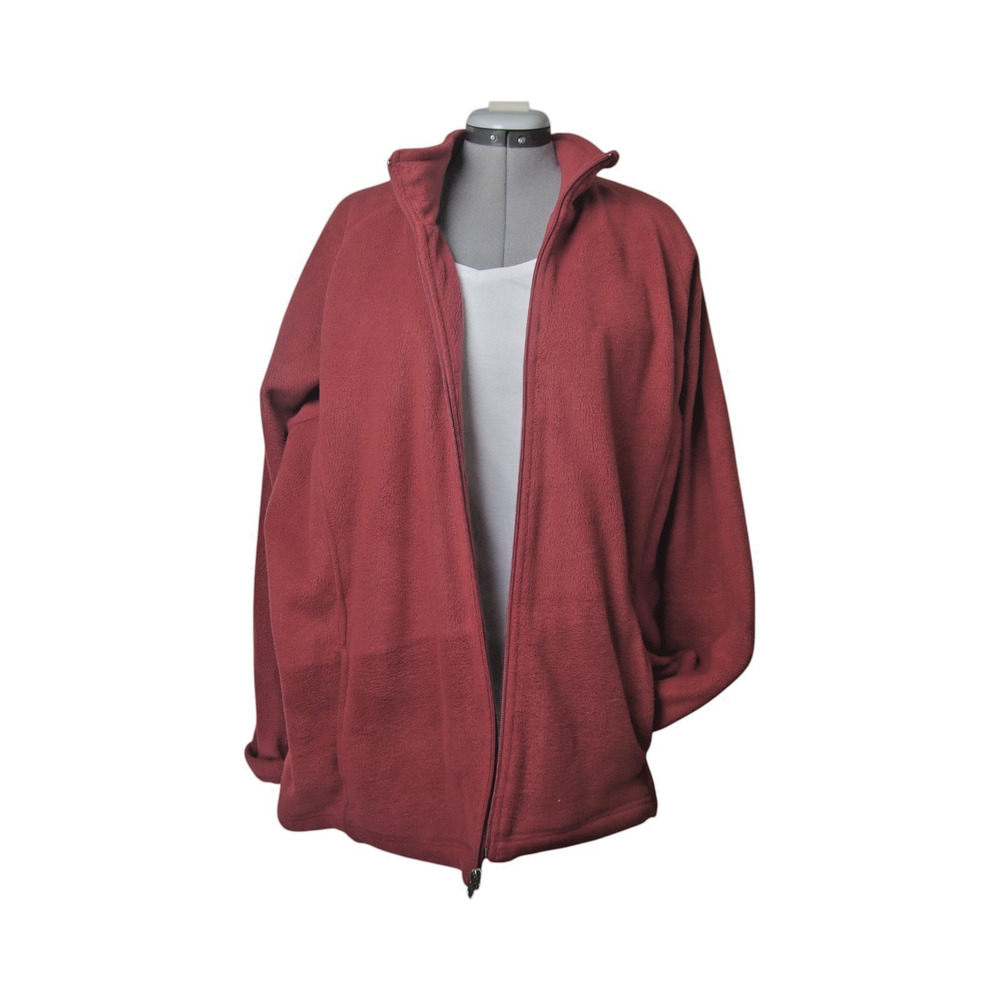 Blair Red Fleece Jacket Women’s 2XL Full Zip Funnel Neck Pockets Plus Size